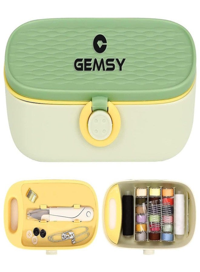 GEMSY صندوق أدوات الخياطة المتكامل من جيمسي | مجموعة أدوات خياطة مع ملحقات، مقص، خيط، إبر، شريط قياس | صندوق أدوات خياطة محمول من سوي داغا، مناسب للمنزل، للسيدات، متعدد الاستخدامات، للسفر، والأعمال اليدوية - Image 1